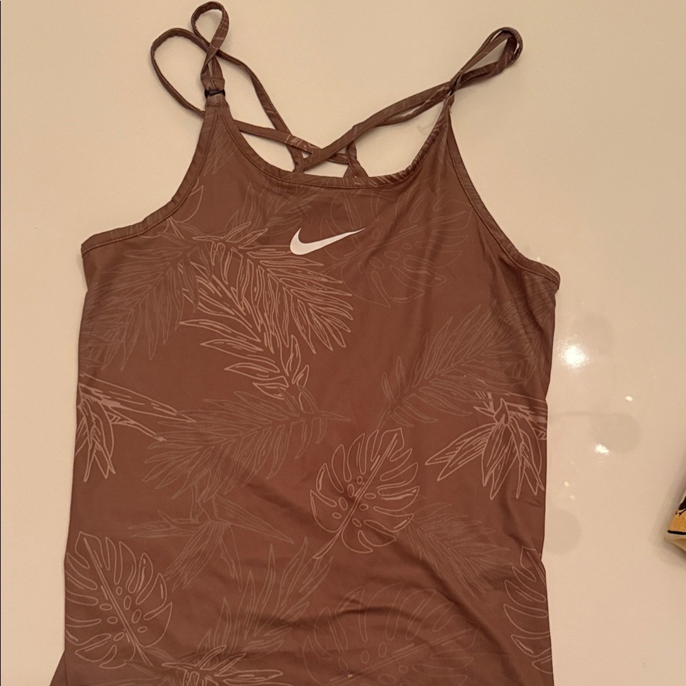 Nike Women's Leaf Pattern Brown Tank Top